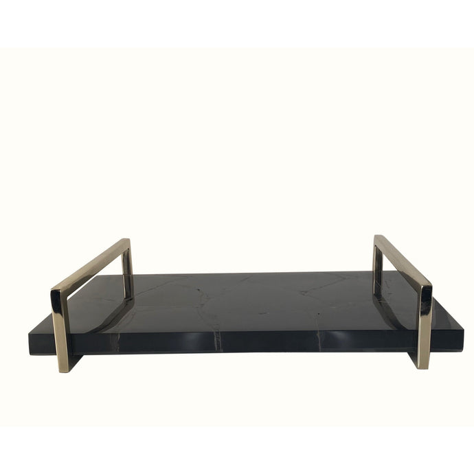 Black Agate and Gold Modern Serving Tray