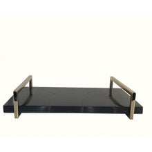 Load image into Gallery viewer, Black Agate and Gold Modern Serving Tray