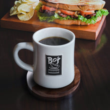 Load image into Gallery viewer, Set of Four Round Wood and Marble Half and Half Coasters with Stand