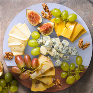 12" Wood and Marble and Gold Cheese Board and Knife Set