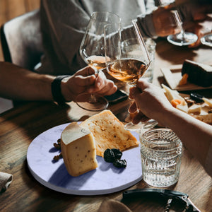 12" Round White Marble Cheese Board and Knife Set