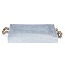 Load image into Gallery viewer, Silver Metal Tray with Rope Handles