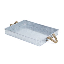 Load image into Gallery viewer, Silver Metal Tray with Rope Handles