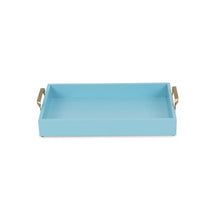Load image into Gallery viewer, Light Blue Wooden Tray with Gold Handles