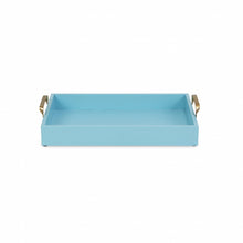 Load image into Gallery viewer, Light Blue Wooden Tray with Gold Handles
