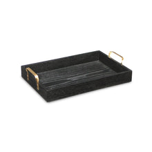 Load image into Gallery viewer, Black Wooden Tray with Gold Handles