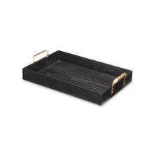 Load image into Gallery viewer, Black Wooden Tray with Gold Handles