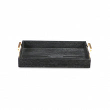 Load image into Gallery viewer, Black Wooden Tray with Gold Handles