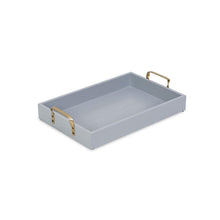 Load image into Gallery viewer, Light Gray Wooden Tray with Gold Handles