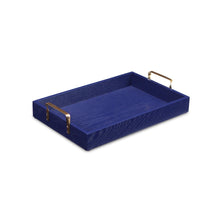 Load image into Gallery viewer, Royal Blue Wooden Tray with Gold Handles