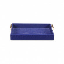 Load image into Gallery viewer, Royal Blue Wooden Tray with Gold Handles