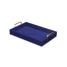 Load image into Gallery viewer, Royal Blue Wooden Tray with Gold Handles