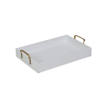 Load image into Gallery viewer, White Wooden Tray with Gold Handles