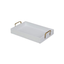 Load image into Gallery viewer, White Wooden Tray with Gold Handles