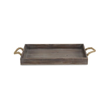 Load image into Gallery viewer, Dark Brown Wooden Tray with Rope Handles