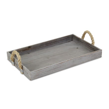 Load image into Gallery viewer, Gray Wooden Tray with Rope Handles