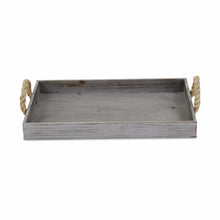 Load image into Gallery viewer, Gray Wooden Tray with Rope Handles