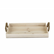 Load image into Gallery viewer, Natural Wooden Tray with Rope Handles