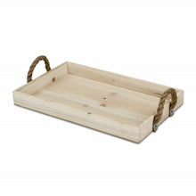 Load image into Gallery viewer, Natural Wooden Tray with Rope Handles