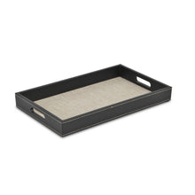 Load image into Gallery viewer, Black and Cream Faux Leather and Linen Serving Tray
