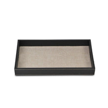 Load image into Gallery viewer, Black and Cream Faux Leather and Linen Serving Tray