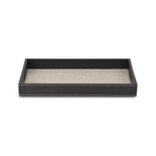 Load image into Gallery viewer, Black and Cream Faux Leather and Linen Serving Tray