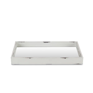 White Wooden Mirrored Serving Tray