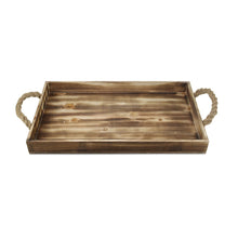 Load image into Gallery viewer, Brown Wooden Tray with Rope Handles