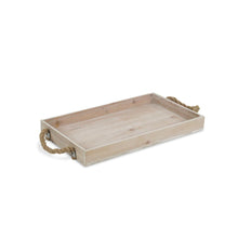 Load image into Gallery viewer, Light Gray Wooden Tray with Rope Handles