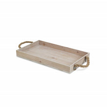 Load image into Gallery viewer, Light Gray Wooden Tray with Rope Handles