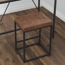 Load image into Gallery viewer, Set of Two Modern Geo Brown Leather Bar Stools