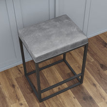 Load image into Gallery viewer, Set of Two Modern Geo Grey Leather Bar Stools