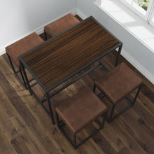 Load image into Gallery viewer, Modern Geo Brown and Walnut Five Piece Bar Set