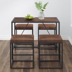 Modern Geo Brown and Walnut Five Piece Bar Set