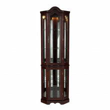 Load image into Gallery viewer, Mahogany Scallop Top Lighted Corner Curio Cabinet