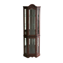 Load image into Gallery viewer, Mahogany Scallop Top Lighted Corner Curio Cabinet
