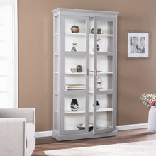 Load image into Gallery viewer, Gray Cornice Molding Double Door Curio Cabinet