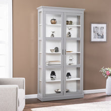 Load image into Gallery viewer, Gray Cornice Molding Double Door Curio Cabinet