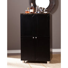 Load image into Gallery viewer, Metro Black Wood and Marble Bar Cabinet