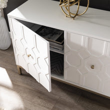 Load image into Gallery viewer, White and Gold Moroccan Dynasty Three Door Accent Cabinet