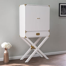Load image into Gallery viewer, Campaign White and Gold Tall Bar Cabinet