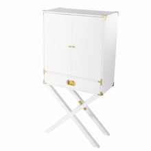 Load image into Gallery viewer, Campaign White and Gold Tall Bar Cabinet