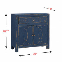 Load image into Gallery viewer, Navy and Brass Nailhead Accent Storage Cabinet