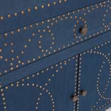 Load image into Gallery viewer, Navy and Brass Nailhead Accent Storage Cabinet