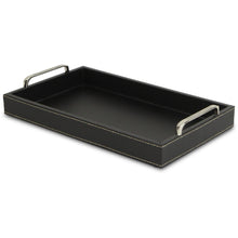 Load image into Gallery viewer, Black Faux Leather Tray with Metal Handles