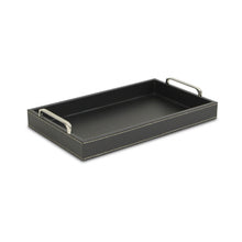 Load image into Gallery viewer, Black Faux Leather Tray with Metal Handles