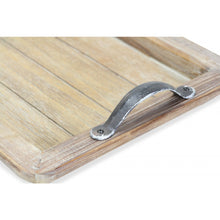 Load image into Gallery viewer, Wooden Paneled Tray with Metal Handles