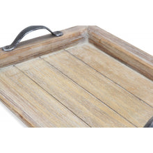 Load image into Gallery viewer, Wooden Paneled Tray with Metal Handles