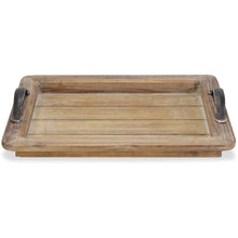 Load image into Gallery viewer, Wooden Paneled Tray with Metal Handles