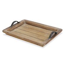 Load image into Gallery viewer, Wooden Paneled Tray with Metal Handles